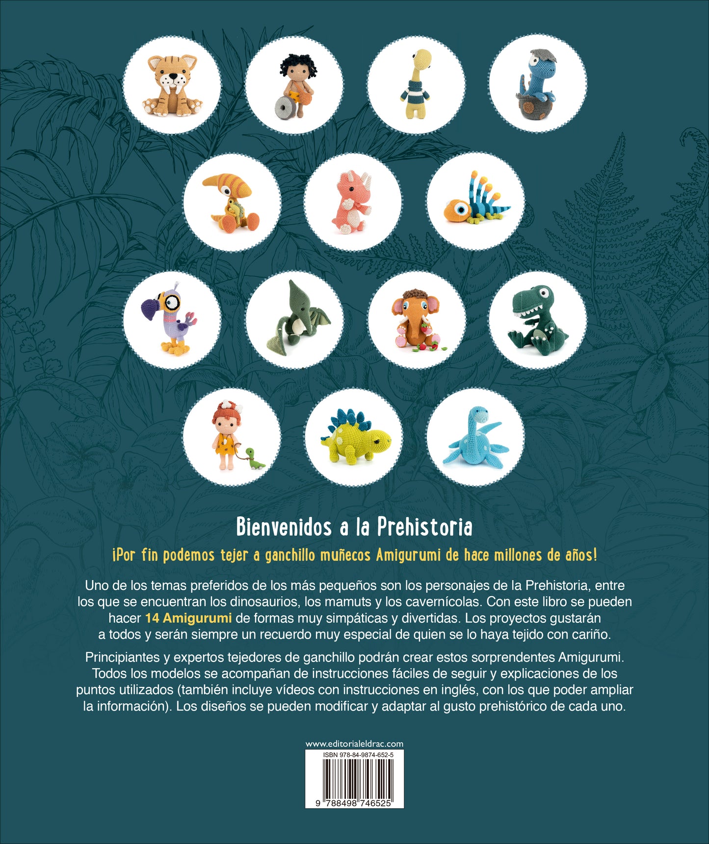 Livro para Tricotar Amigurumi da Pré-História: 14 Dinossauros, Mamutes e Homens das Cavernas a Crochet