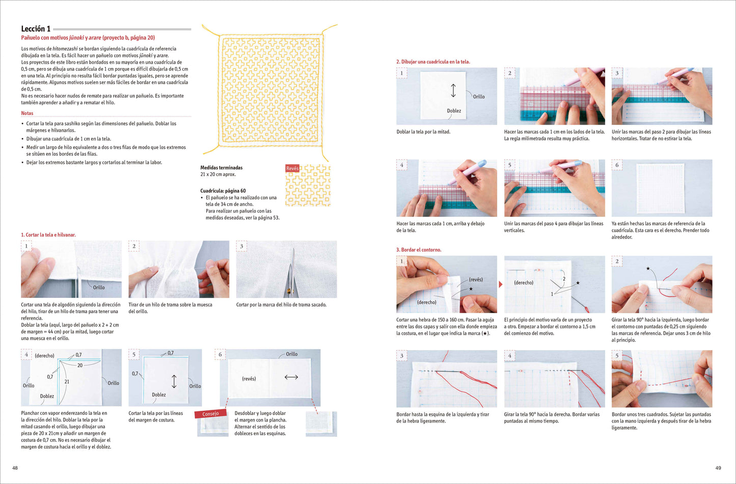 Libro de Bordado Sashiko Hitomezashi: 50 Proyectos de Bordado Japonés Paso a Paso con Patrones