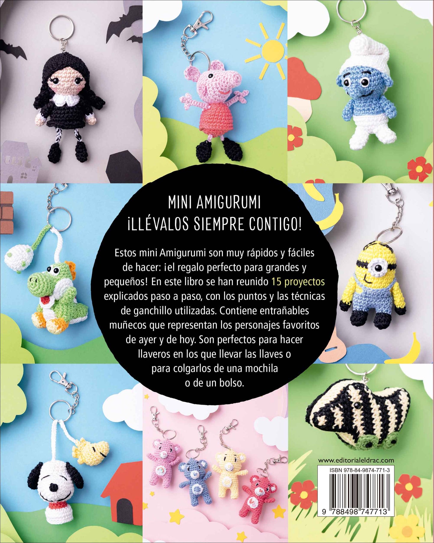 Libro para Tejer Mini Amigurumis: 15 Llaveros de Ganchillo con los Personajes Favoritos de los Niños