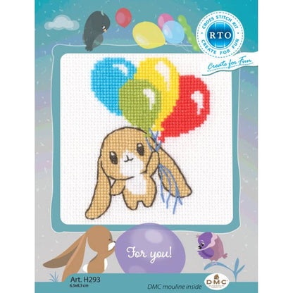 Kit de Punto de Cruz Infantil RTO "Conejito con Globos" - H293