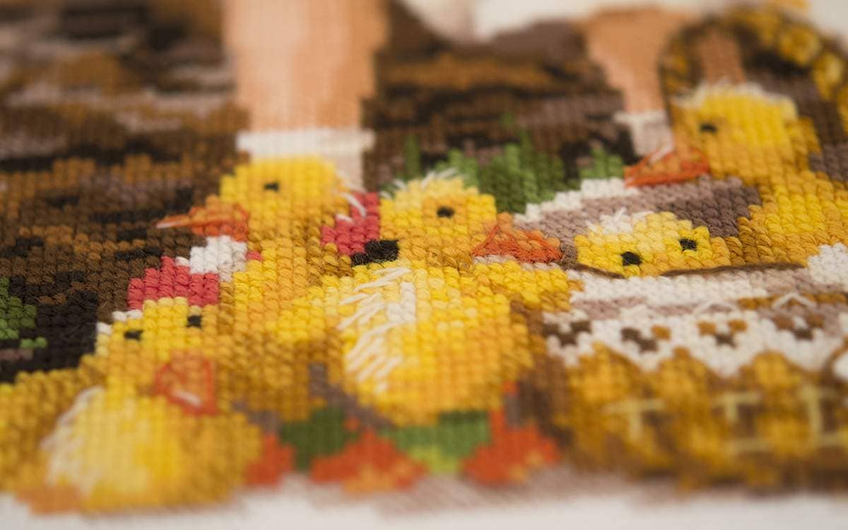 Kit de Punto de Cruz Riolis "Niña con Patitos" - 1781