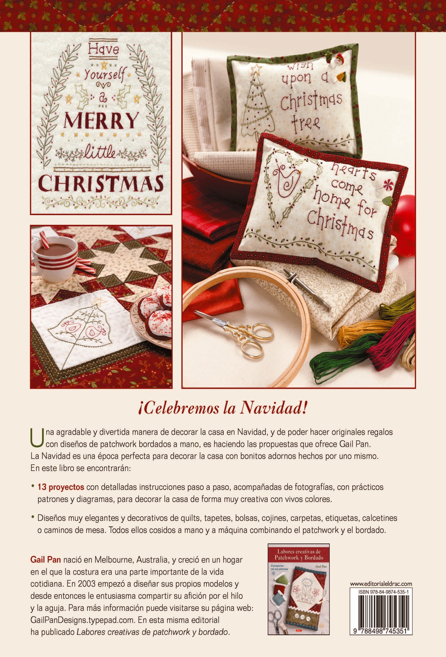 Libro de Patchwork y Bordado para Navidad: 13 Proyectos con Patrones para Decorar y Regalar