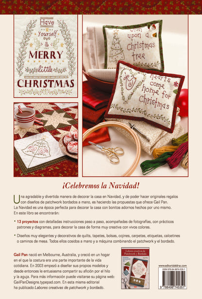 Libro de Patchwork y Bordado para Navidad: 13 Proyectos con Patrones para Decorar y Regalar