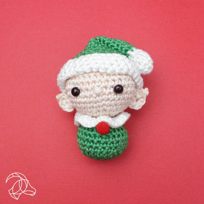 Mini Elfo tejido en ganchillo de 9 cm, ideal para decorar en Navidad.