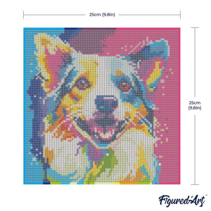 Kit de Punto Diamante Figured’Art "Perro Abstracto Pop Art" (Lienzo con Bastidor 25×25 cm)
