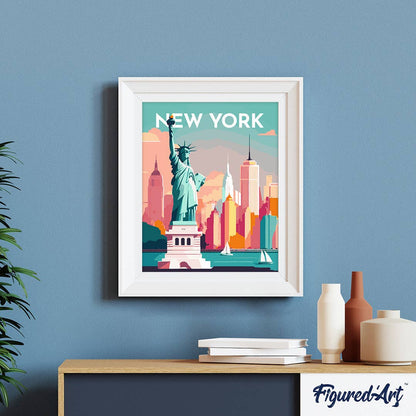 Kit de Punto Diamante Figured’Art "Póster de Nueva York" 40x50cm