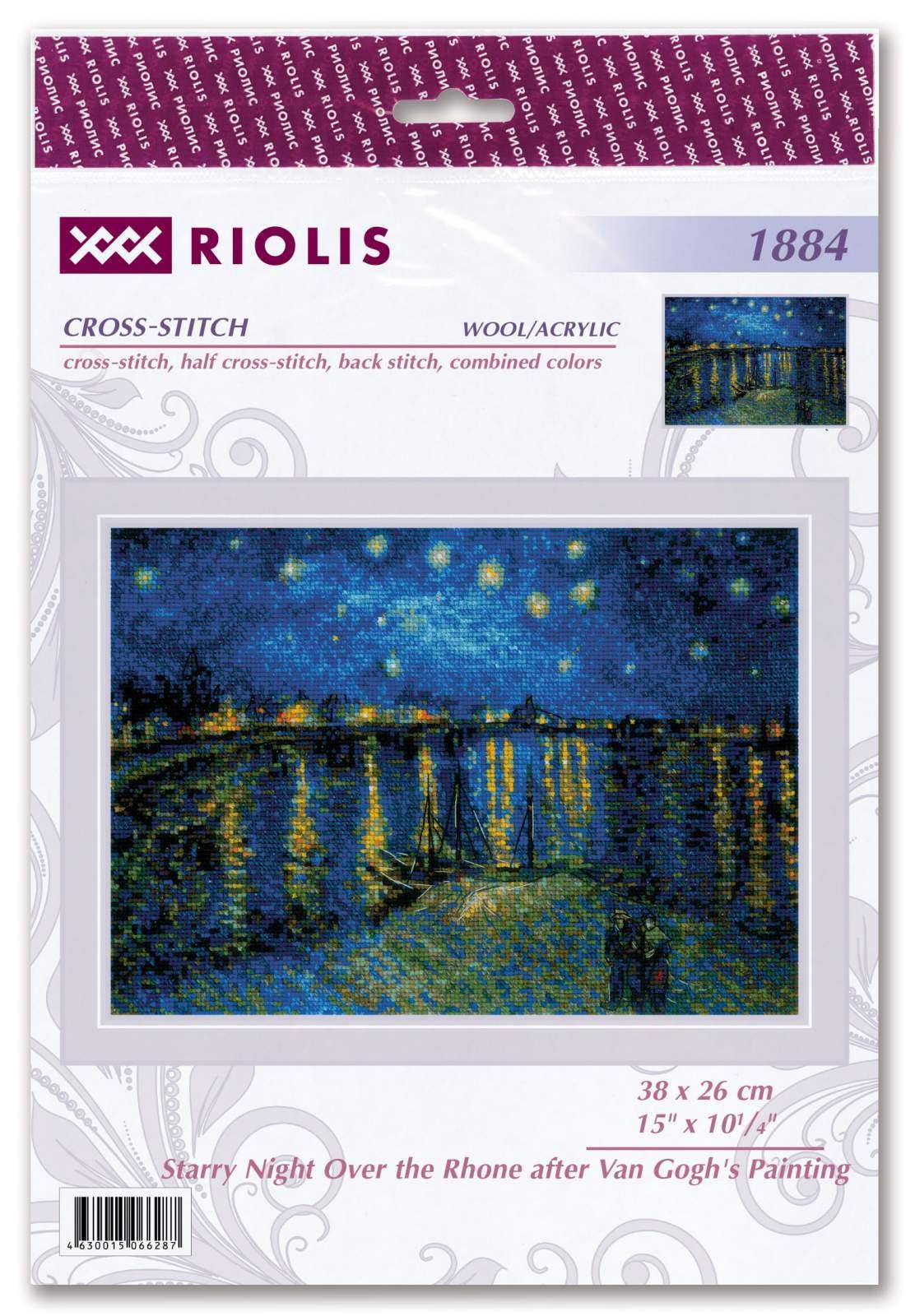 Kit De Punto De Cruz RIOLIS - 'Noche Estrellada En El Ródano' (38x26 Cm) - Incluye Tela E Hilos