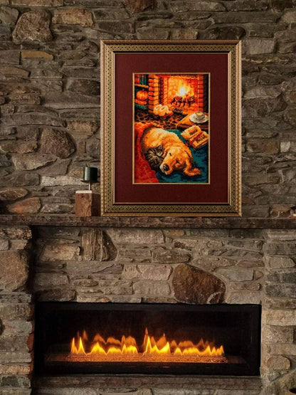 Kit de Punto de Cruz Riolis "Junto a la Chimenea" - 2004