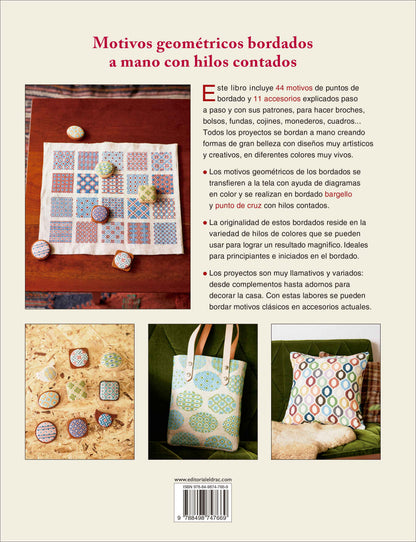 Libro de Bordado Bargello y Punto de Cruz: 44 Motivos Geométricos y 11 Accesorios con Diagramas en Color