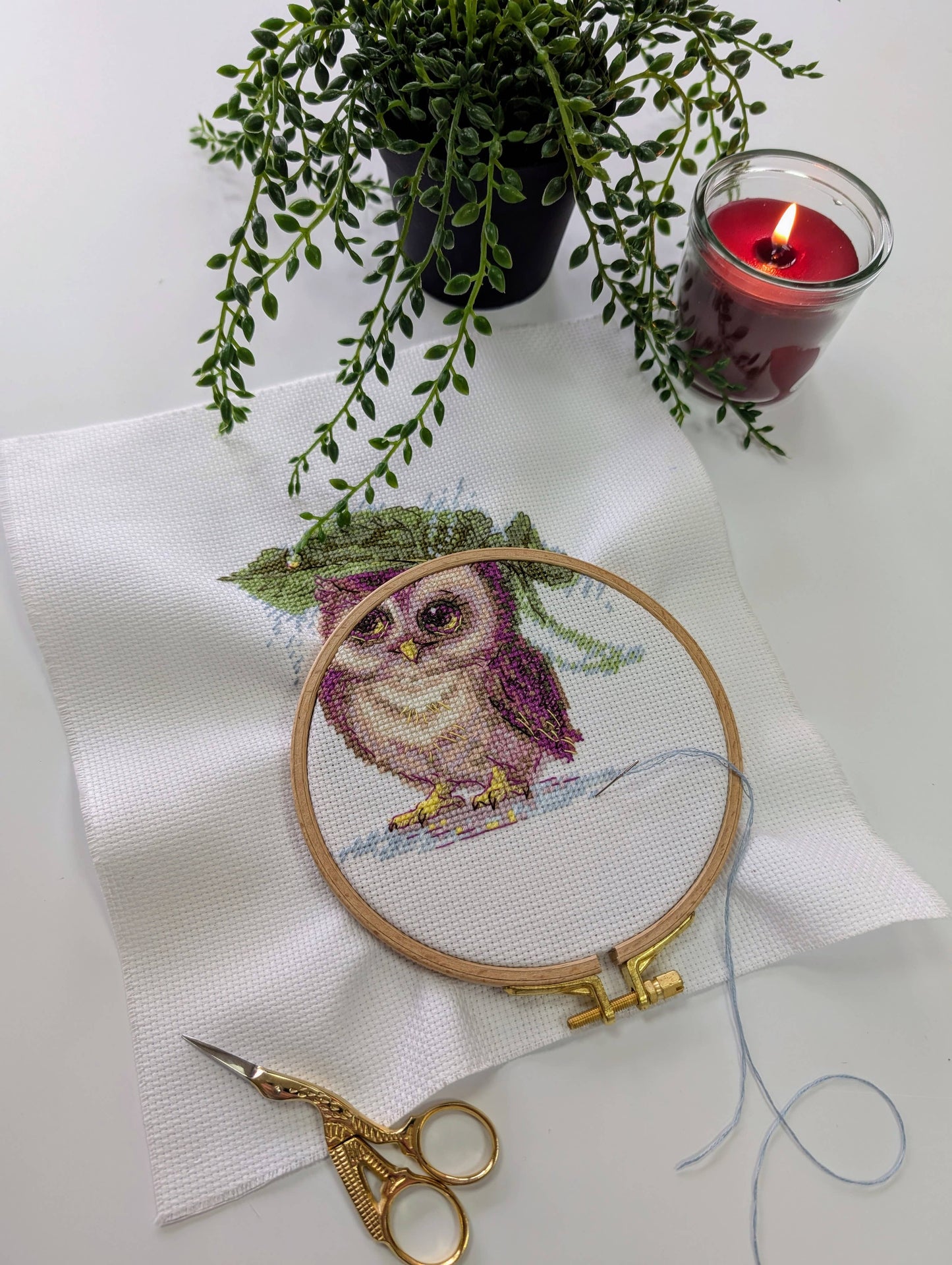 Kit de Punto de Cruz Aine "Búho Gota de Lluvia" - A1023