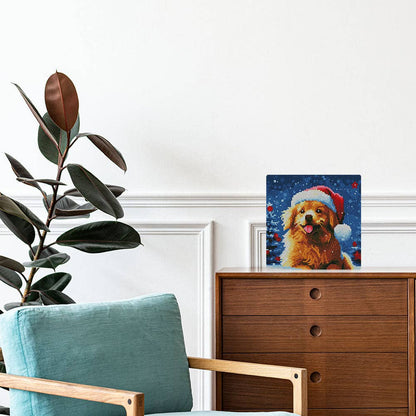 Kit de Punto Diamante Figured’Art "Perro Juguetón en Navidad" 25×25 cm