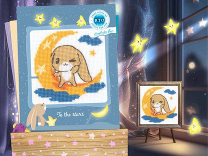 Kit de Punto de Cruz Infantil RTO "Conejito en la Luna" - H296