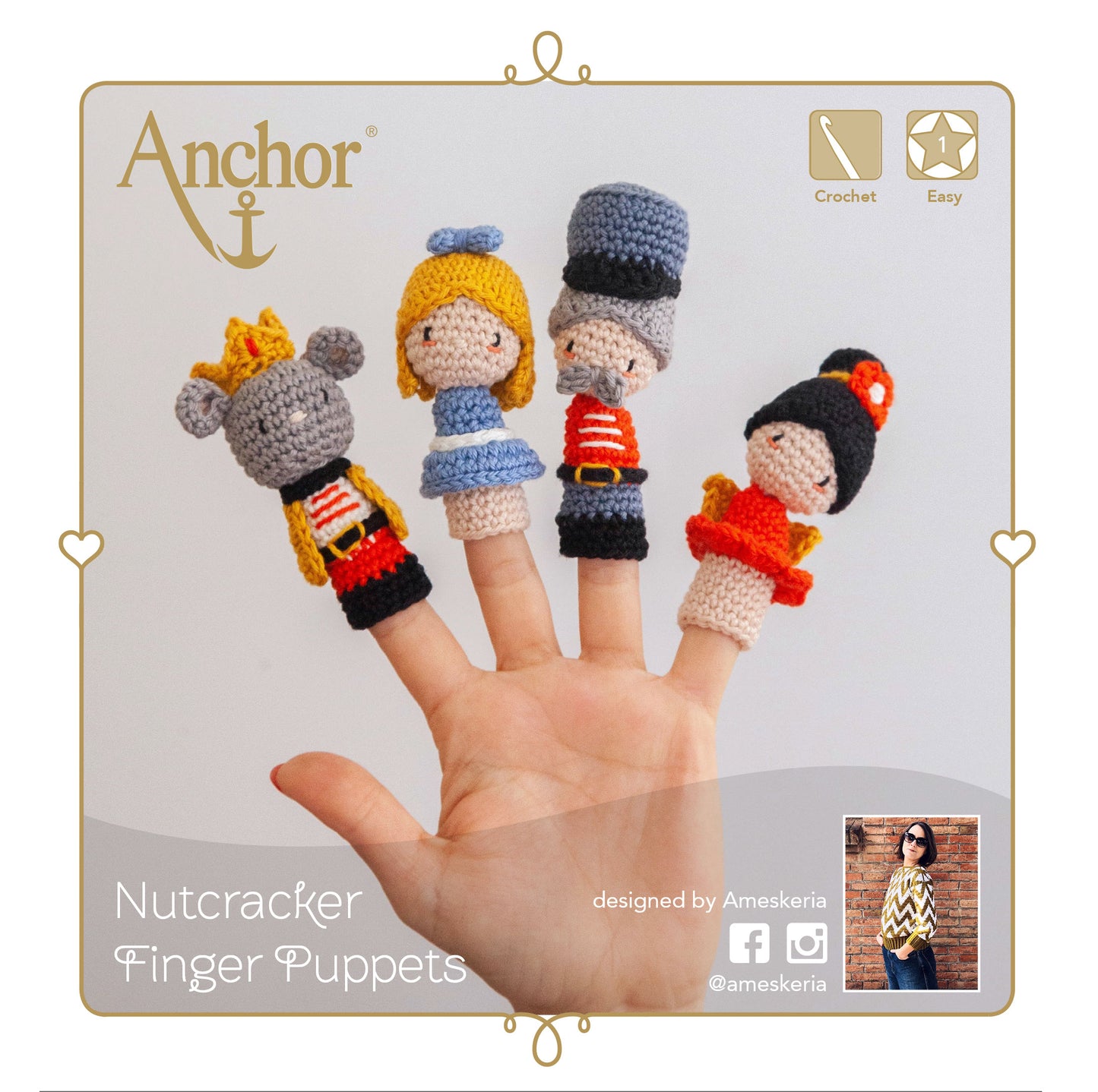 Información Kit de crochet de 4 adorables marionetas de dedo de los personajes del Cascanueces de Anchor