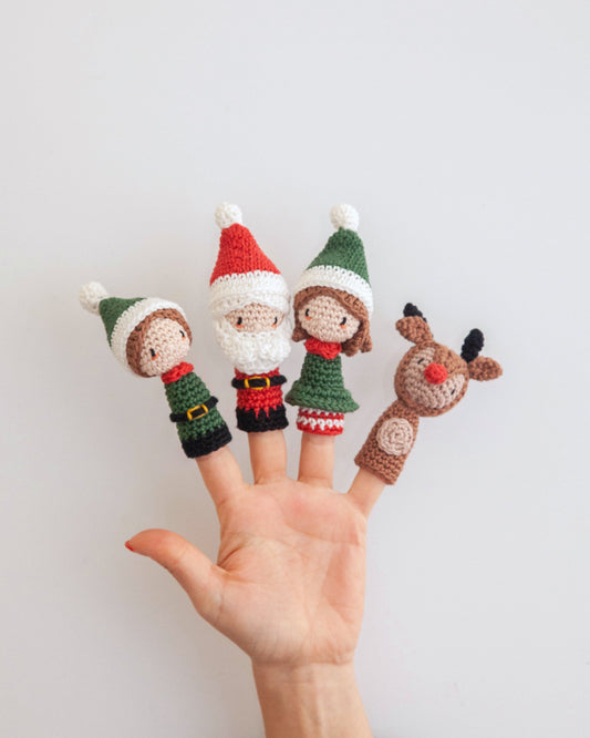 Kit de crochet marionetas de dedo de Santa, sus elfos y Rudolf el reno de Anchor