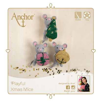 Información Kit de crochet de tres encantadores ratoncillos navideños para decoración navidad de Anchor
