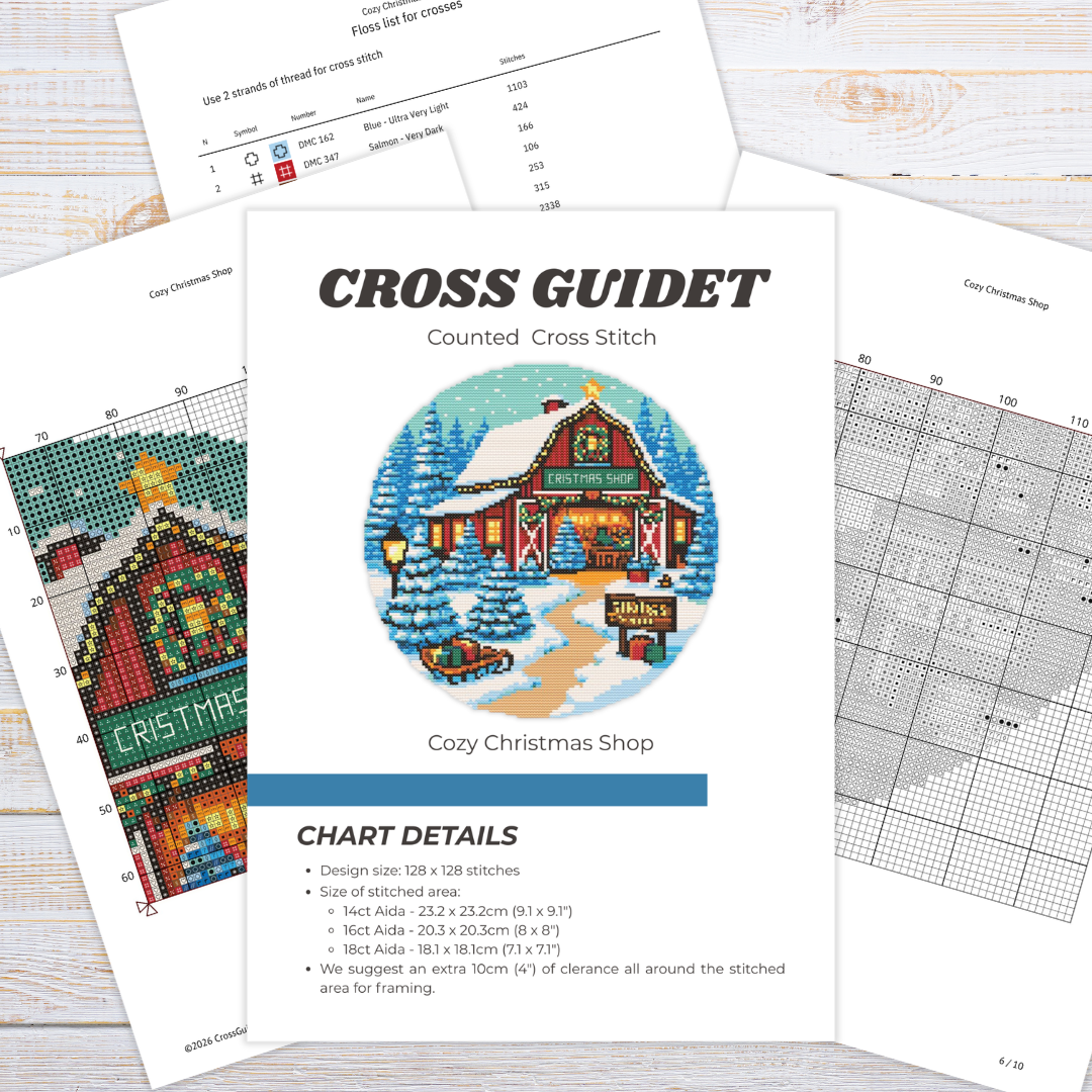 Patrón de Punto de Cruz "Cozy Christmas Shop" - CrossGuidetPatterns