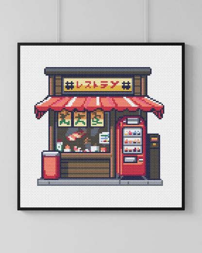 Patrón de Punto de Cruz "Cozy Japanese Restaurant" - CrossGuidetPatterns