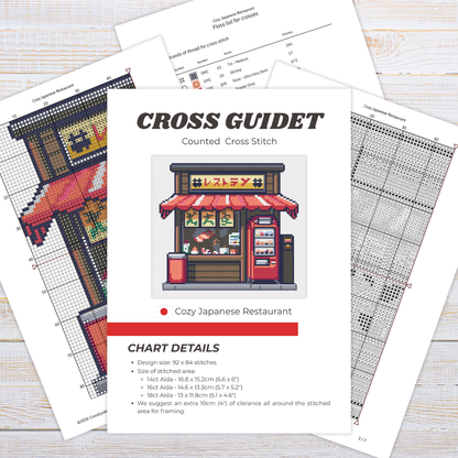 Patrón de Punto de Cruz "Cozy Japanese Restaurant" - CrossGuidetPatterns