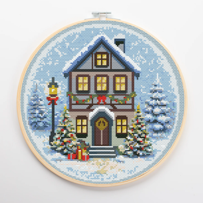 Patrón de Punto de Cruz "Cozy Winter Cottage" - CrossGuidetPatterns