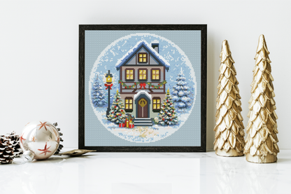 Patrón de Punto de Cruz "Cozy Winter Cottage" - CrossGuidetPatterns