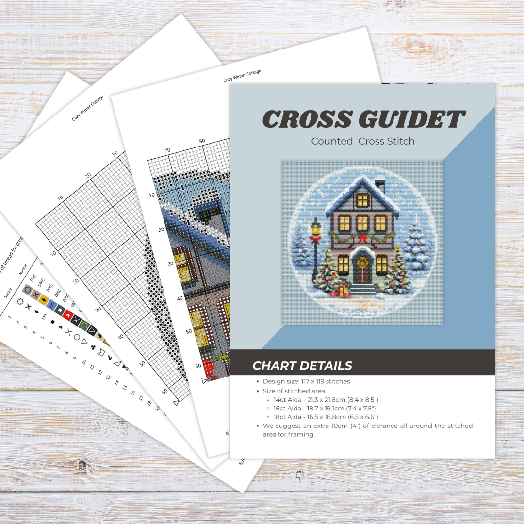 Patrón de Punto de Cruz "Cozy Winter Cottage" - CrossGuidetPatterns