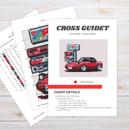 Patrón de Punto de Cruz "JDM Mazda Miata" - CrossGuidetPatterns