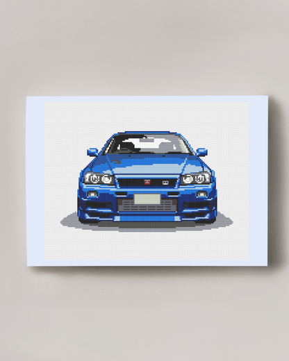 Patrón de Punto de Cruz "Nissan Skyline R34" - CrossGuidetPatterns