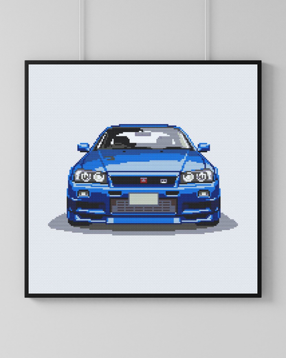 Patrón de Punto de Cruz "Nissan Skyline R34" - CrossGuidetPatterns