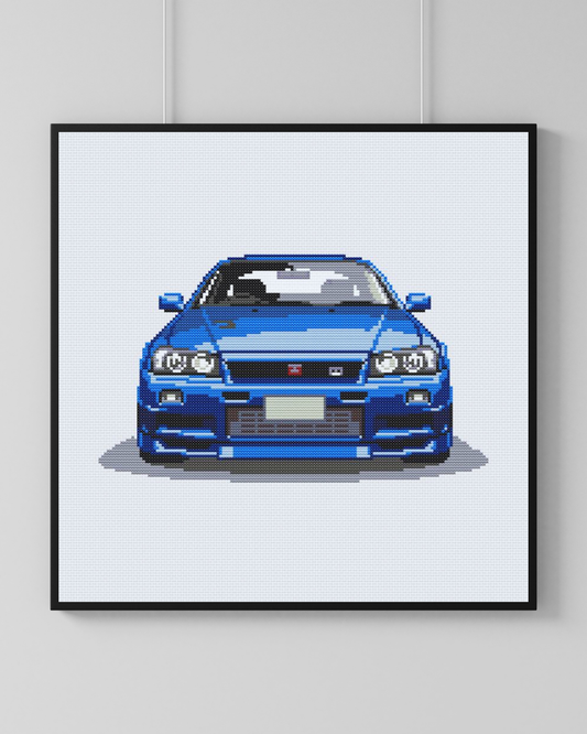 Patrón de Punto de Cruz "Nissan Skyline R34" - CrossGuidetPatterns