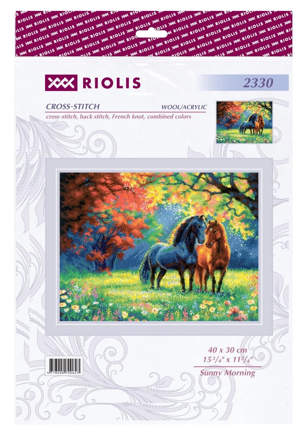 Kit de Punto de Cruz Riolis "Paisaje con caballos" - 2330