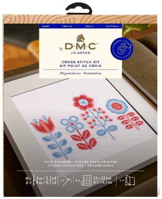 Kit de Punto de Cruz DMC "Folk Flowers" - Colección Diseñadoras 2.0 - BK409