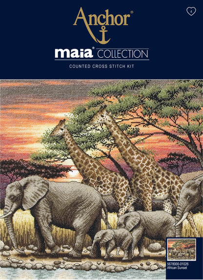 Kit de Punto de Cruz Anchor "African Sunset" - Maia Collection