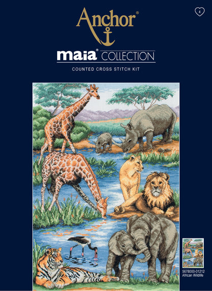 Kit de Punto de Cruz Anchor "African Wildlife" - Maia Collection