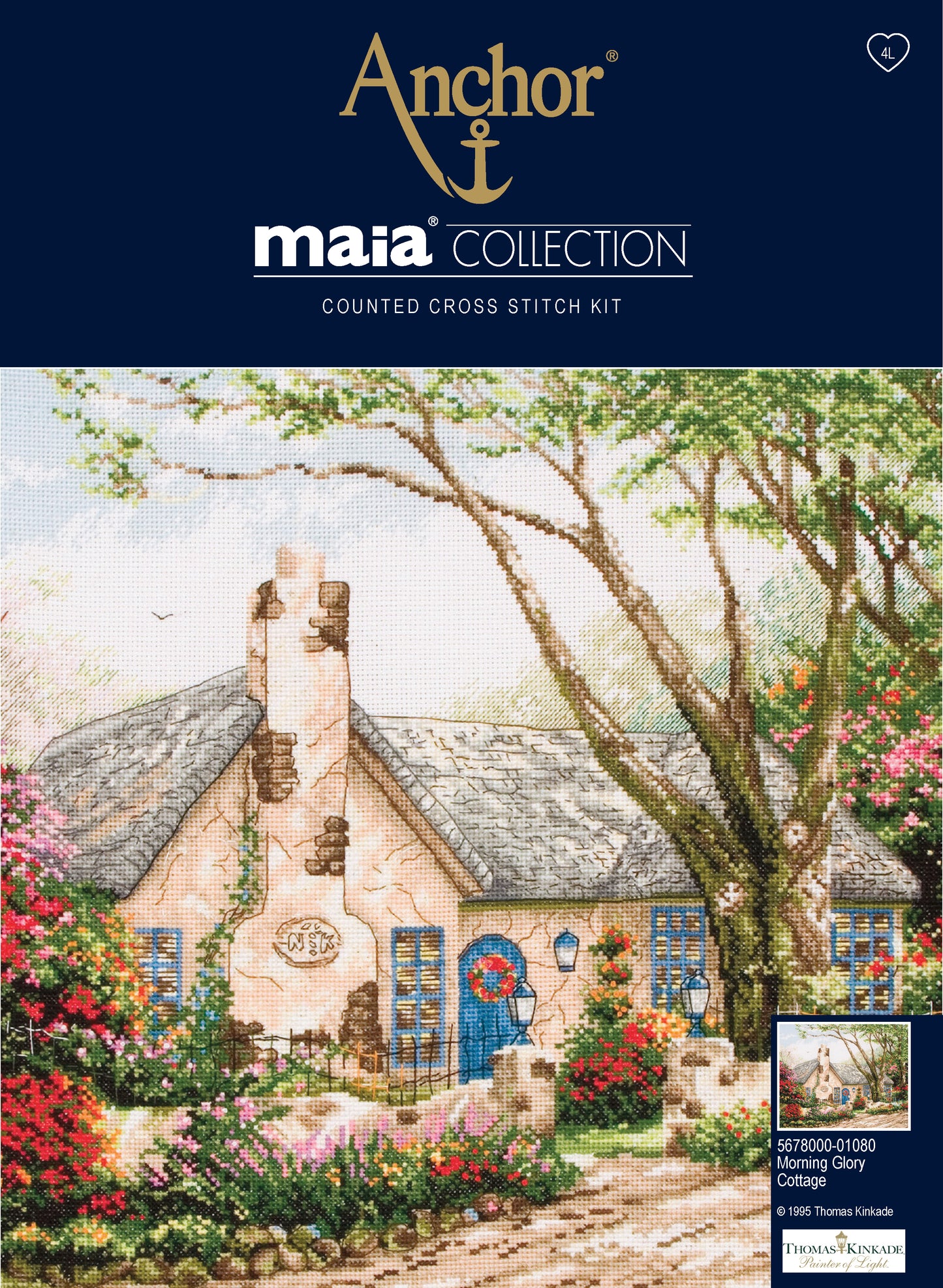Kit de Punto de Cruz Anchor "Morning Glory Cottage" - Maia Collection