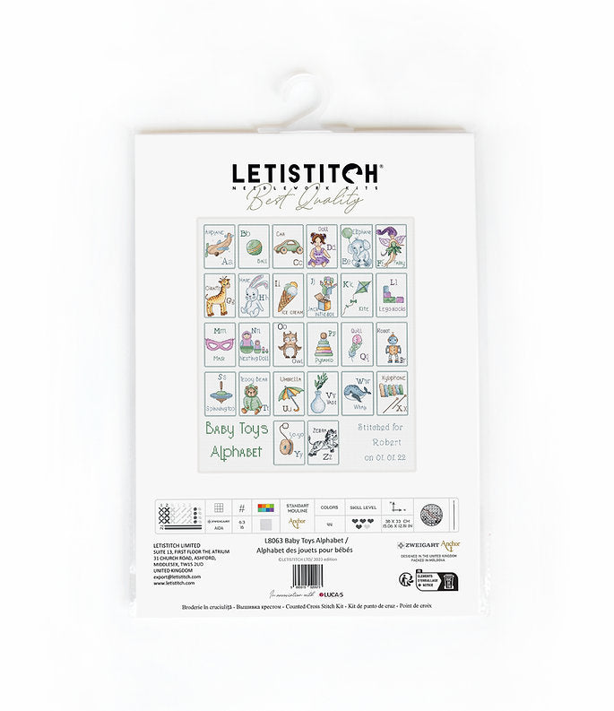 Kit de punto de cruz abecedario infantil juguetes Letistitch L8063