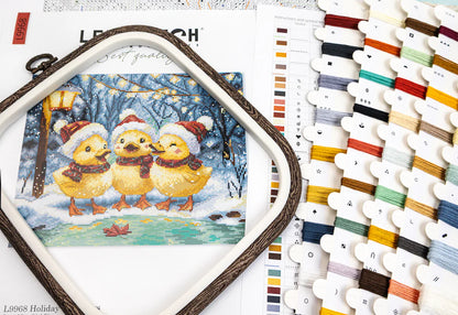 Kit de Punto de Cruz Letistitch "Holiday Ducklings" - L9968
