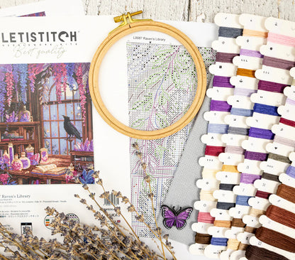Kit de Punto de Cruz Letistitch "La Biblioteca del Cuervo" L9987