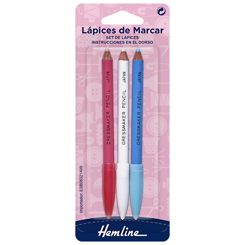 Pack de 3 Lápices de Tiza para Marcar Telas - Hemline