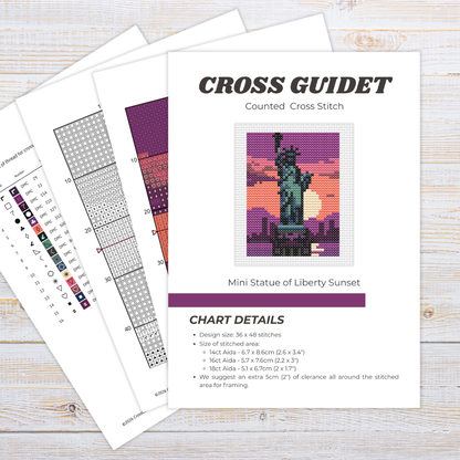 Mini Patrón de Punto de Cruz "Mini Estatua de la Libertad" - CrossGuidetPatterns