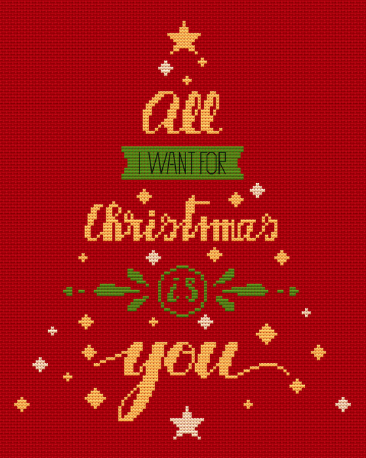bordado en punto de cruz de navidad - all i want for christmas is you