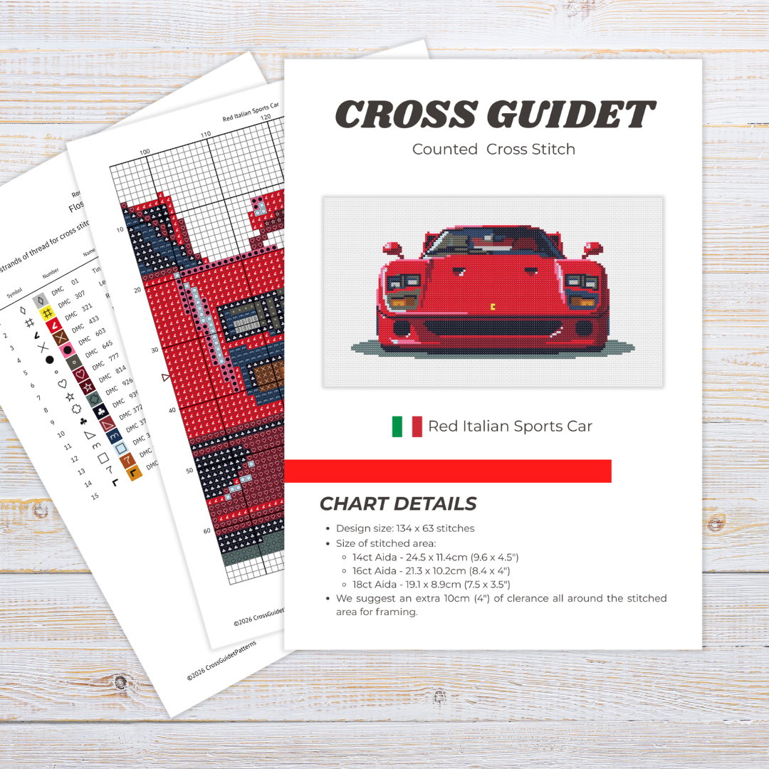 Patrón de Punto de Cruz "Ferrari F40" - CrossGuidetPatterns