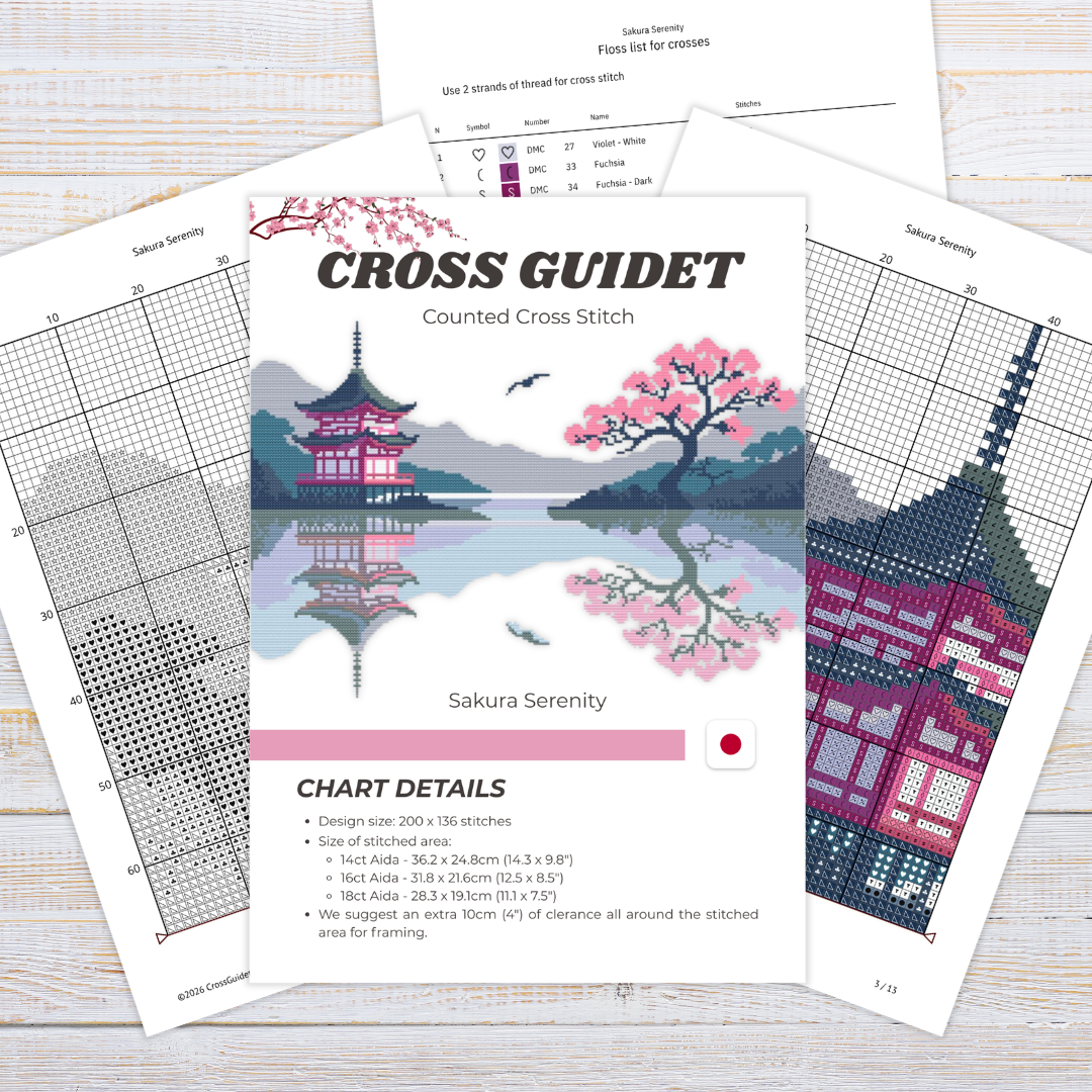 Patrón de Punto de Cruz "Sakura Serenity" - CrossGuidetPatterns