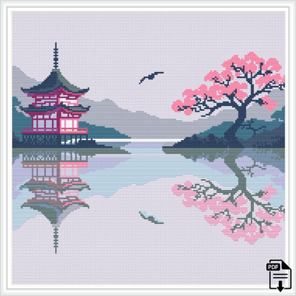 Patrón de Punto de Cruz "Sakura Serenity" - CrossGuidetPatterns