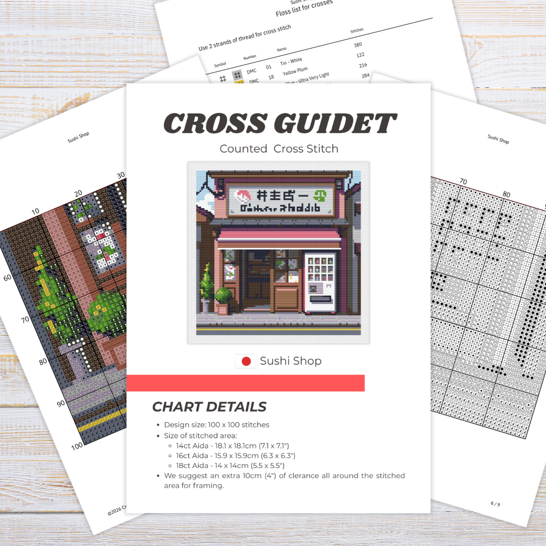Patrón de Punto de Cruz "Restaurante de Sushi" - CrossGuidetPatterns