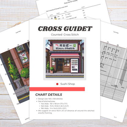 Patrón de Punto de Cruz "Restaurante de Sushi" - CrossGuidetPatterns