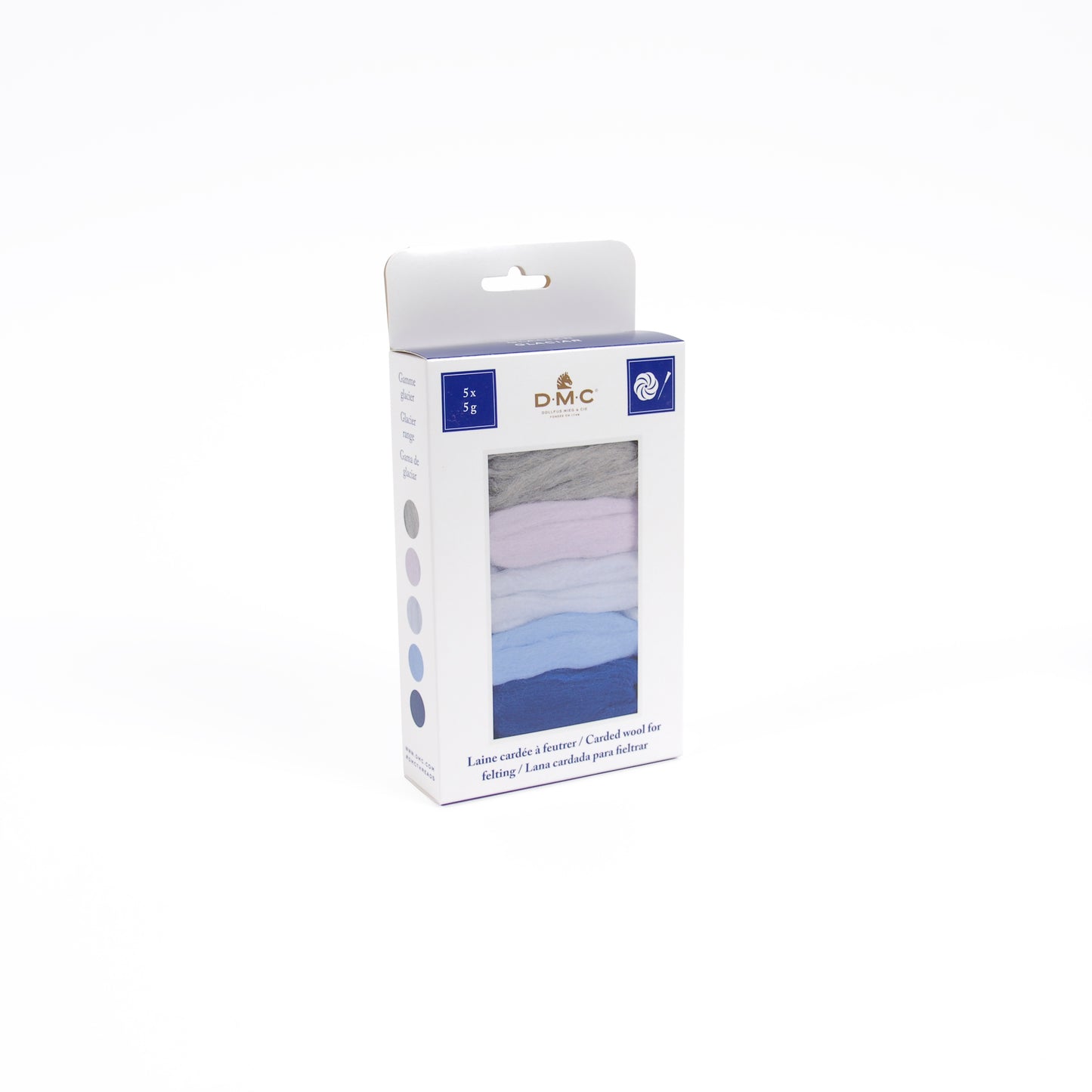 Set de lanas cardadas DMC de 25 g con 5 colores temáticos para fieltrado con aguja, manualidades creativas y proyectos de decoración artesanal.