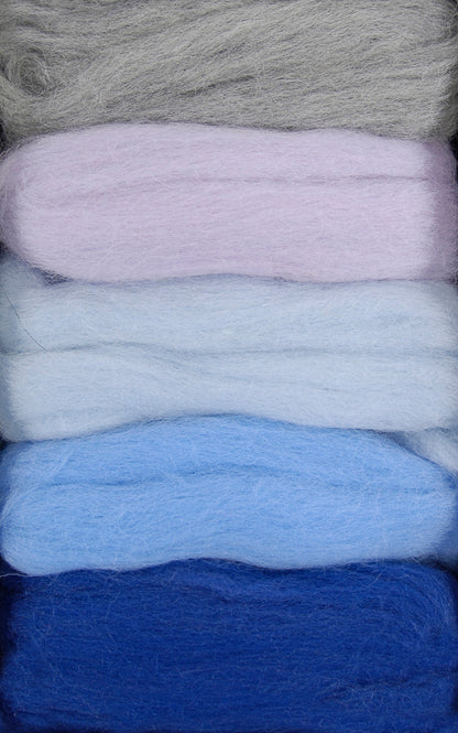 Set Lanas Cardadas para Fieltrar DMC "Glaciar" - 5 Colores