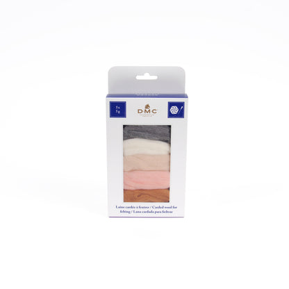 Set Lanas Cardadas para Fieltrar DMC "Concha" - 5 Colores
