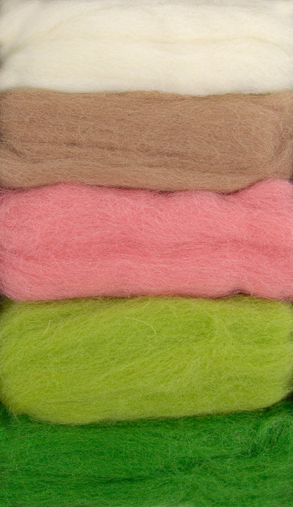 Set Lanas Cardadas para Fieltrar DMC "Primavera" - 5 Colores