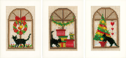 Kit punto de cruz "3 Postales Christmas Cats" - PN0150427